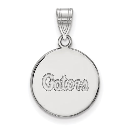 10K White Gold Logoart University Of Florida Gators Script Medium Disc Pendant