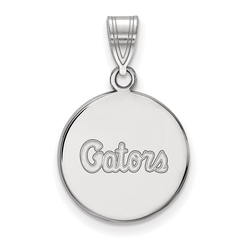 10K White Gold Logoart University Of Florida Gators Script Medium Disc Pendant