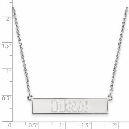 Sterling Silver Rhodium Plated Logoart University Of Iowa Small Bar 18 Inch Necklace