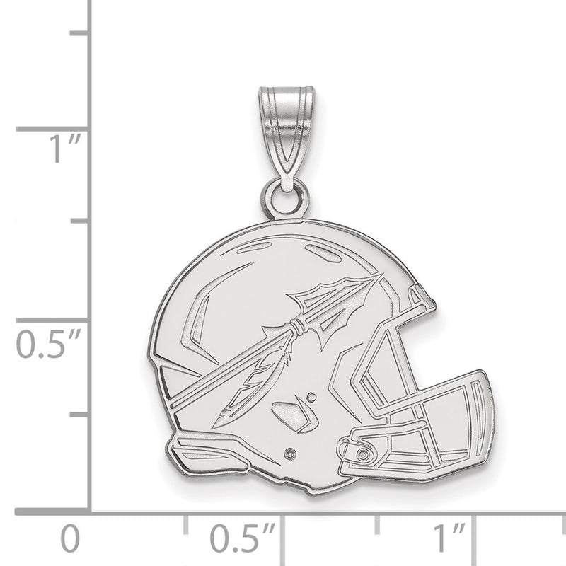 Sterling Silver Rhodium Plated Logoart Florida State University Arrow Large Football Helmet Pendant