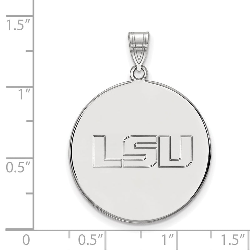Sterling Silver Rhodium Plated Logoart Louisiana State University L S U Extra Large Disc Pendant