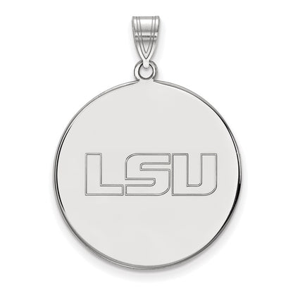 Sterling Silver Rhodium Plated Logoart Louisiana State University L S U Extra Large Disc Pendant