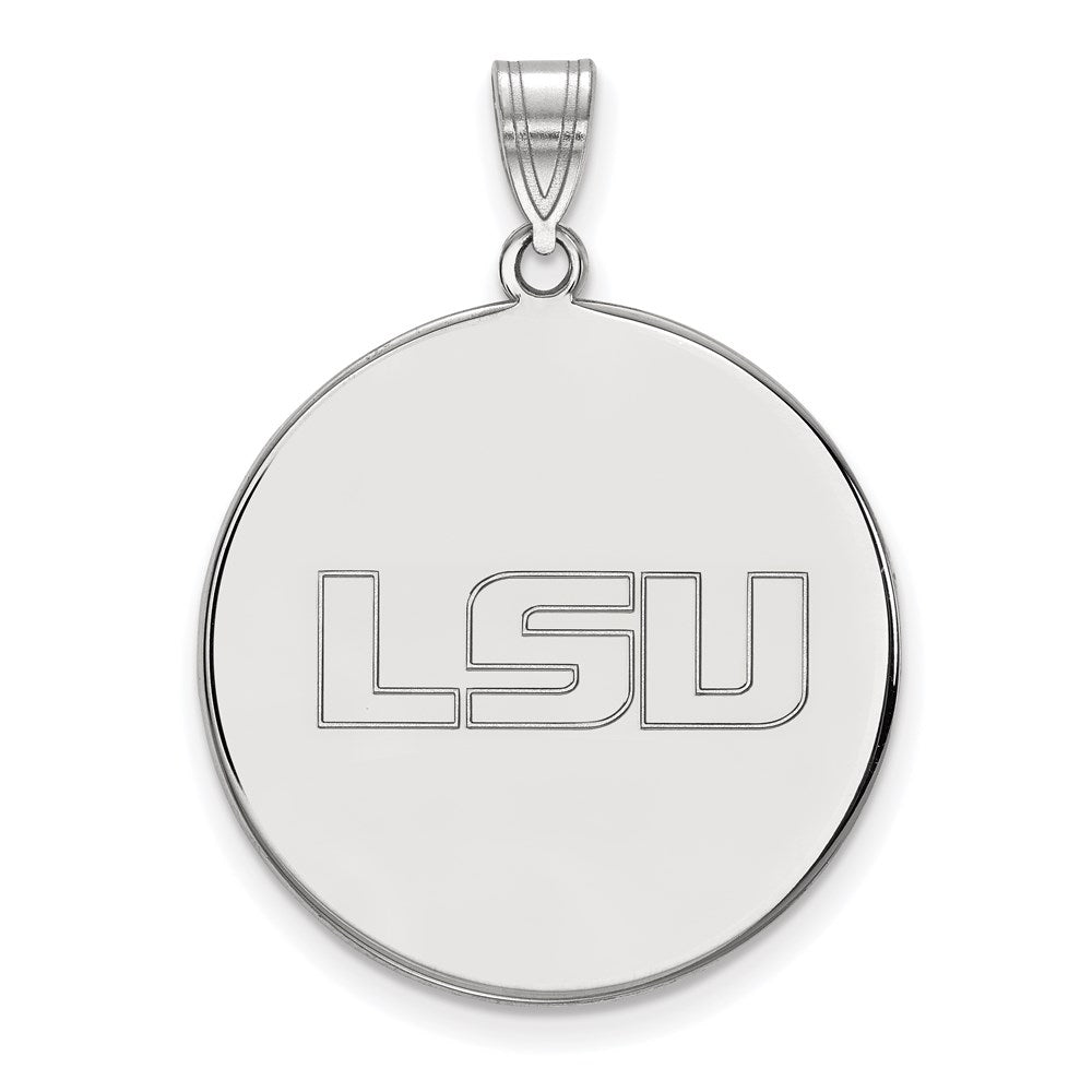 10K White Gold Logoart Louisiana State University L S U Extra Large Disc Pendant