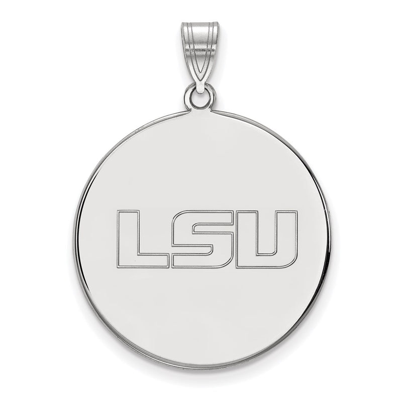 10K White Gold Logoart Louisiana State University L S U Extra Large Disc Pendant