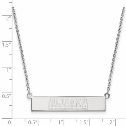 Sterling Silver Rhodium Plated Logoart University Of Alabama Crimson Tide Small Bar 18 Inch Necklace
