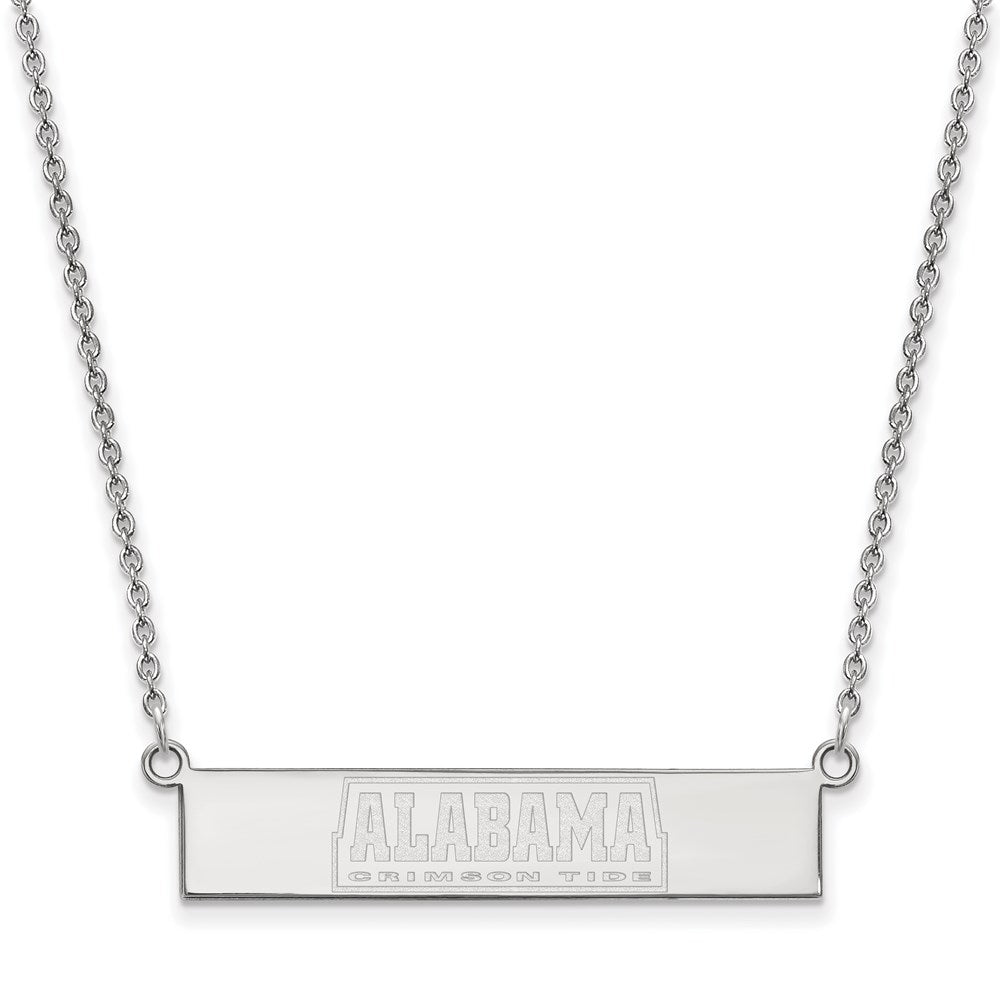 Sterling Silver Rhodium Plated Logoart University Of Alabama Crimson Tide Small Bar 18 Inch Necklace