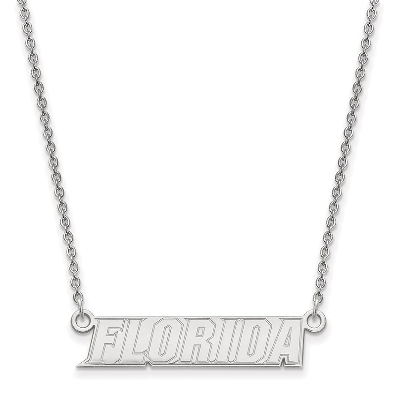 Sterling Silver Rhodium Plated Logoart University Of Florida Small Bar 18 Inch Necklace
