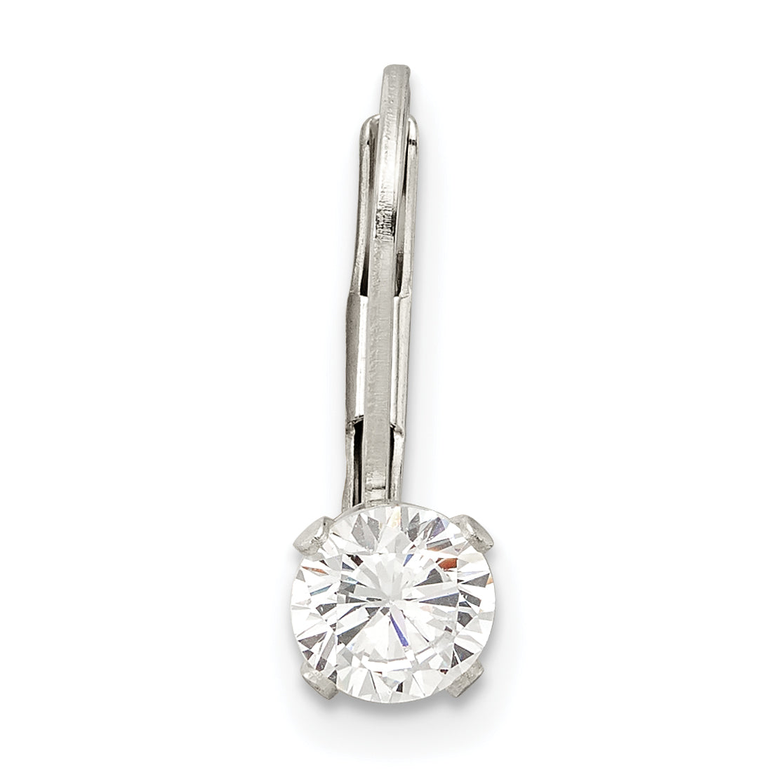 Sterling Silver 5.0 Cz Leverback Single Earring