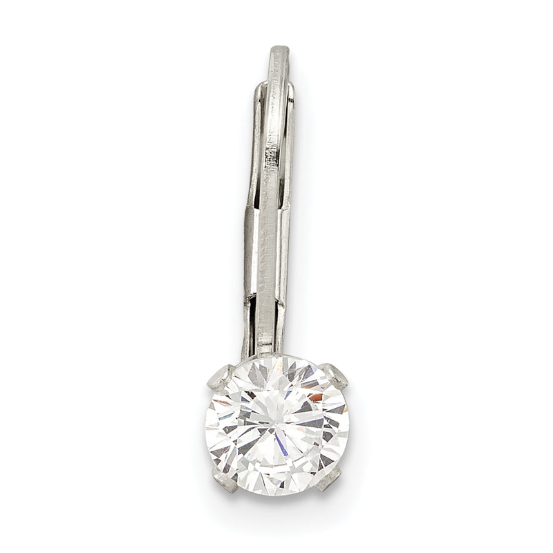 Sterling Silver 5.0 Cz Leverback Single Earring