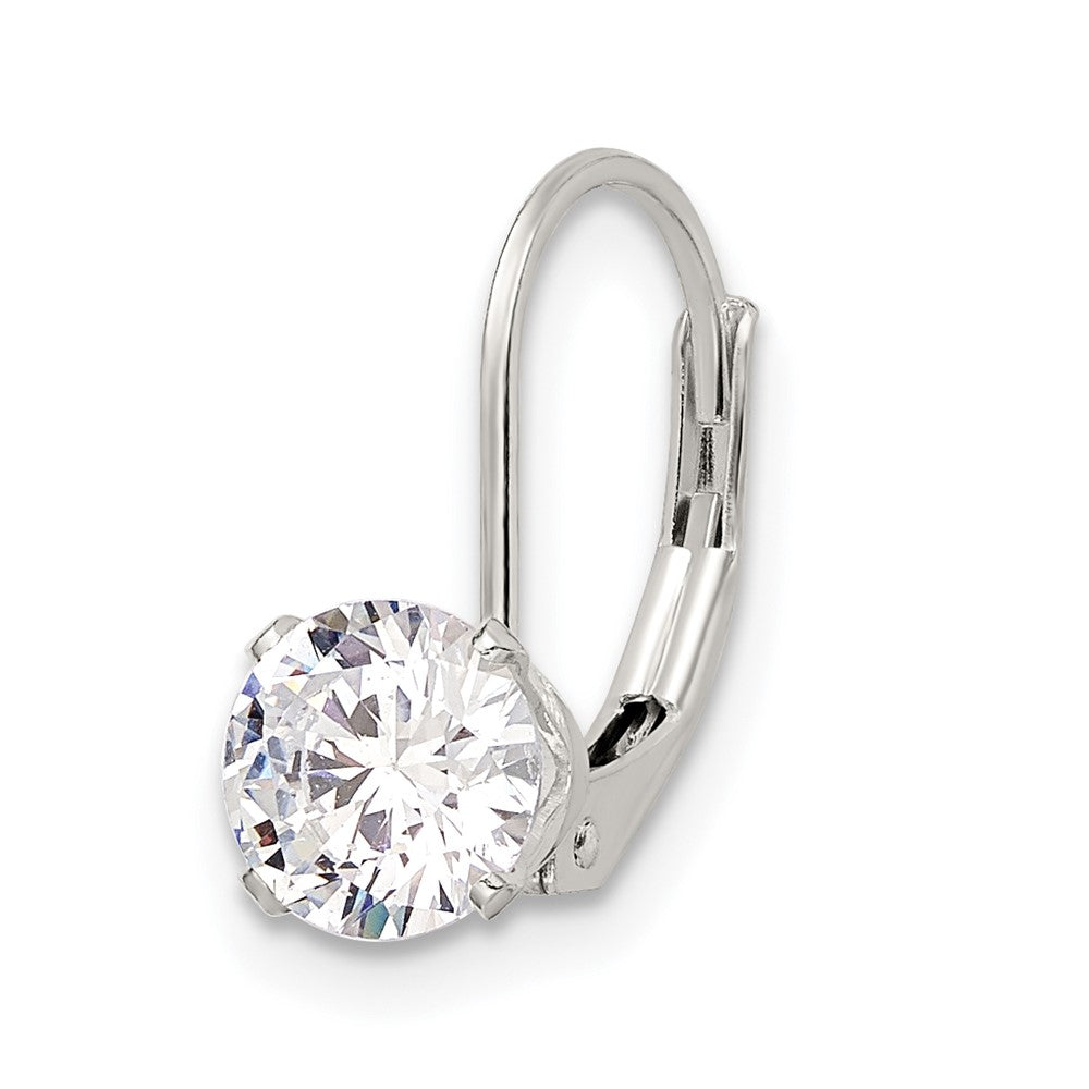 Sterling Silver 6.0 Cz Leverback Single Earring