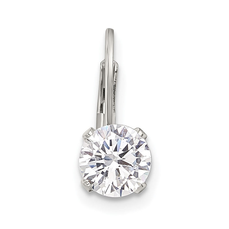 Sterling Silver 6.0 Cz Leverback Single Earring
