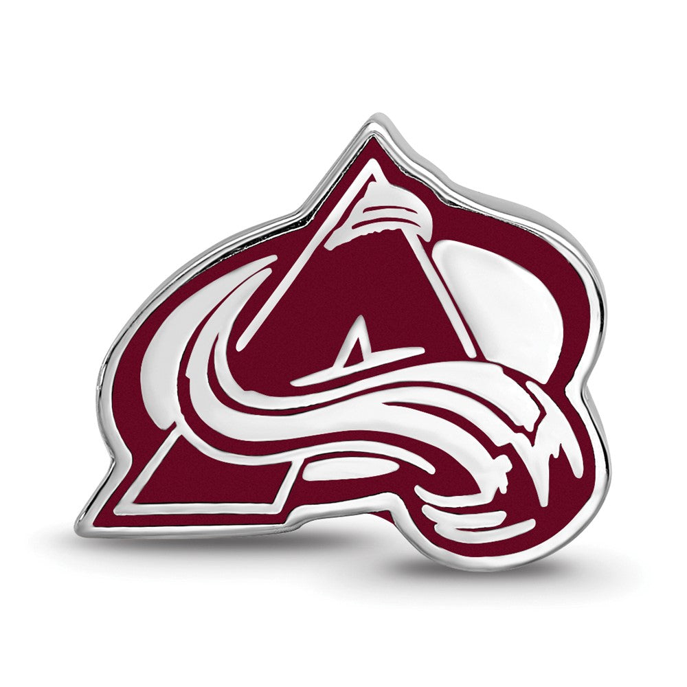 Sterling Silver Rhod-Pltd Nhl Logoart Colorado Avalanche Enamel Bead