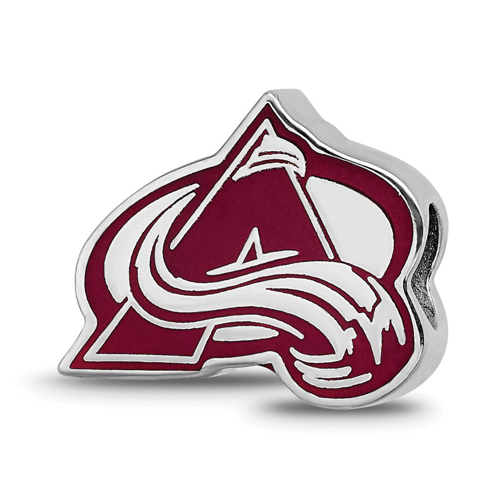 Sterling Silver Rhod-Pltd Nhl Logoart Colorado Avalanche Enamel Bead