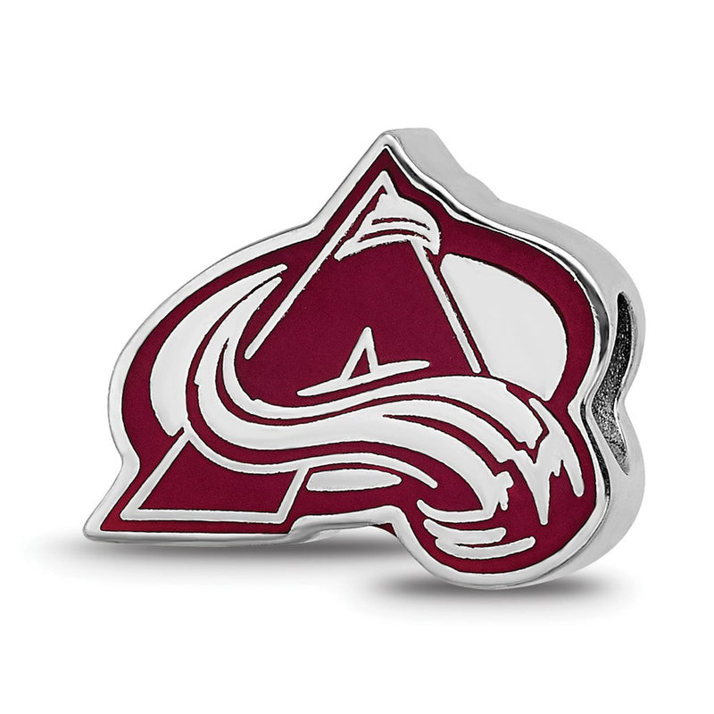 Sterling Silver Rhod-Pltd Nhl Logoart Colorado Avalanche Enamel Bead