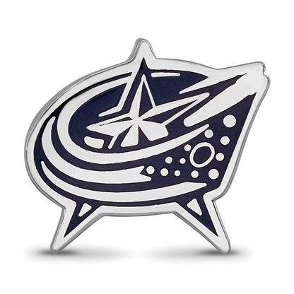 Sterling Silver Rhod-Pltd Nhl Logoart Columbus Blue Jackets Enamel Bead
