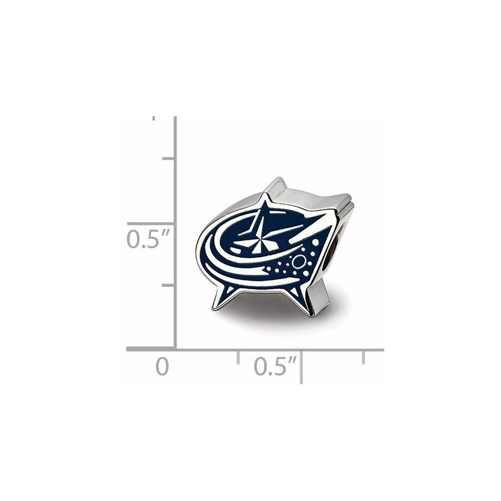 Sterling Silver Rhod-Pltd Nhl Logoart Columbus Blue Jackets Enamel Bead
