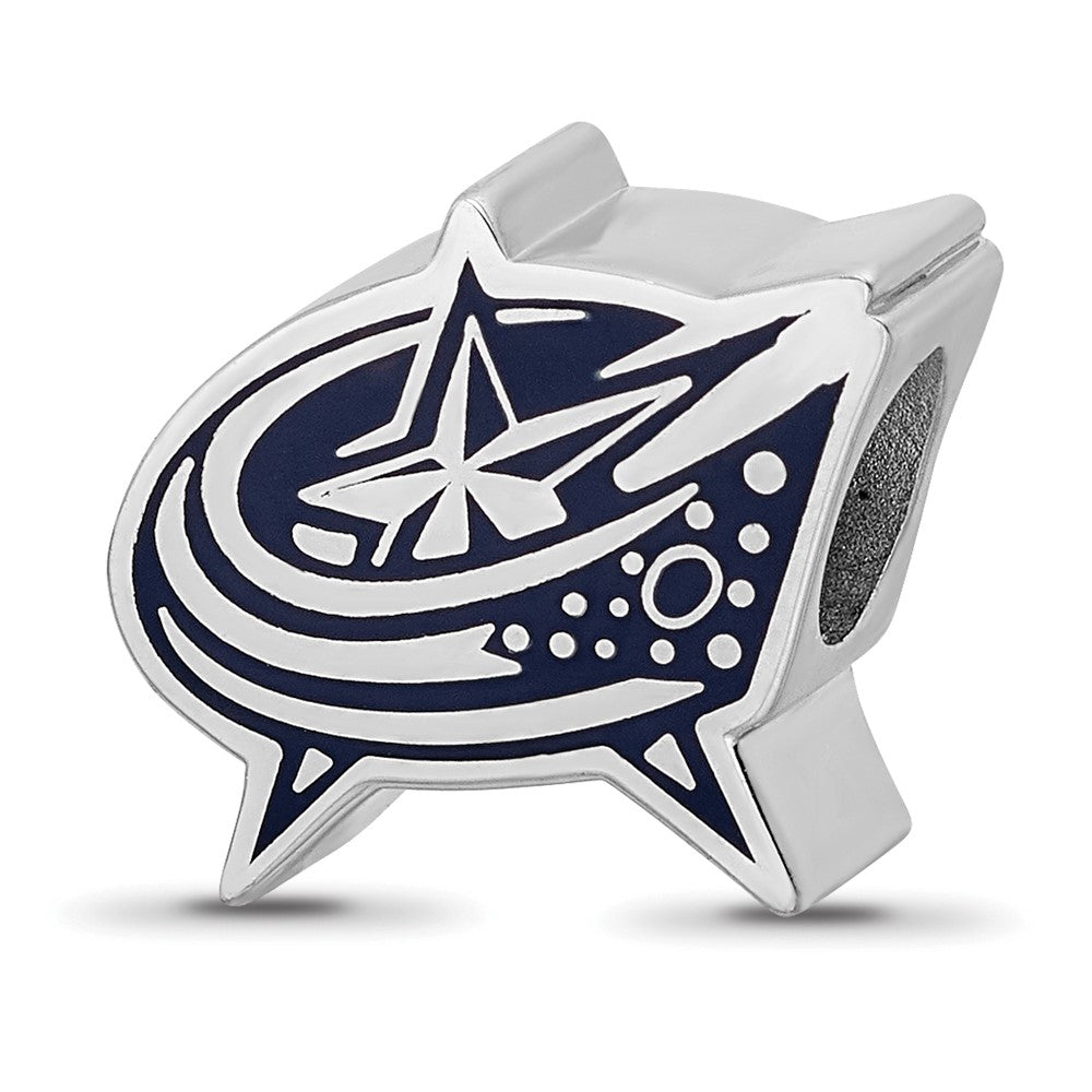 Sterling Silver Rhod-Pltd Nhl Logoart Columbus Blue Jackets Enamel Bead