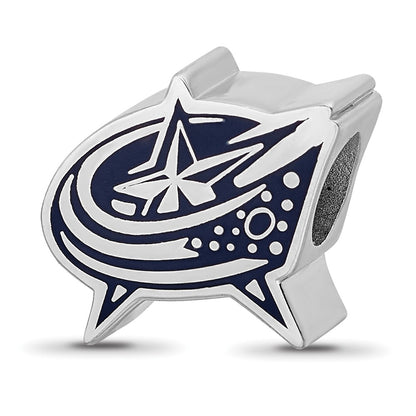 Sterling Silver Rhod-Pltd Nhl Logoart Columbus Blue Jackets Enamel Bead
