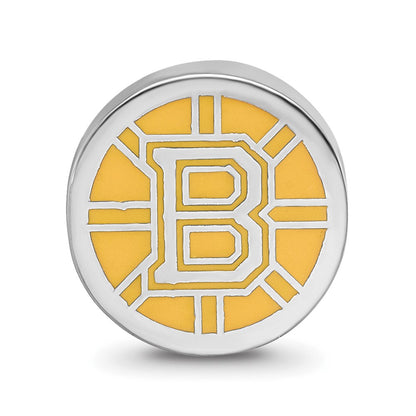Sterling Silver Rhodium-Plated Nhl Logoart Boston Bruins Enamel Bead
