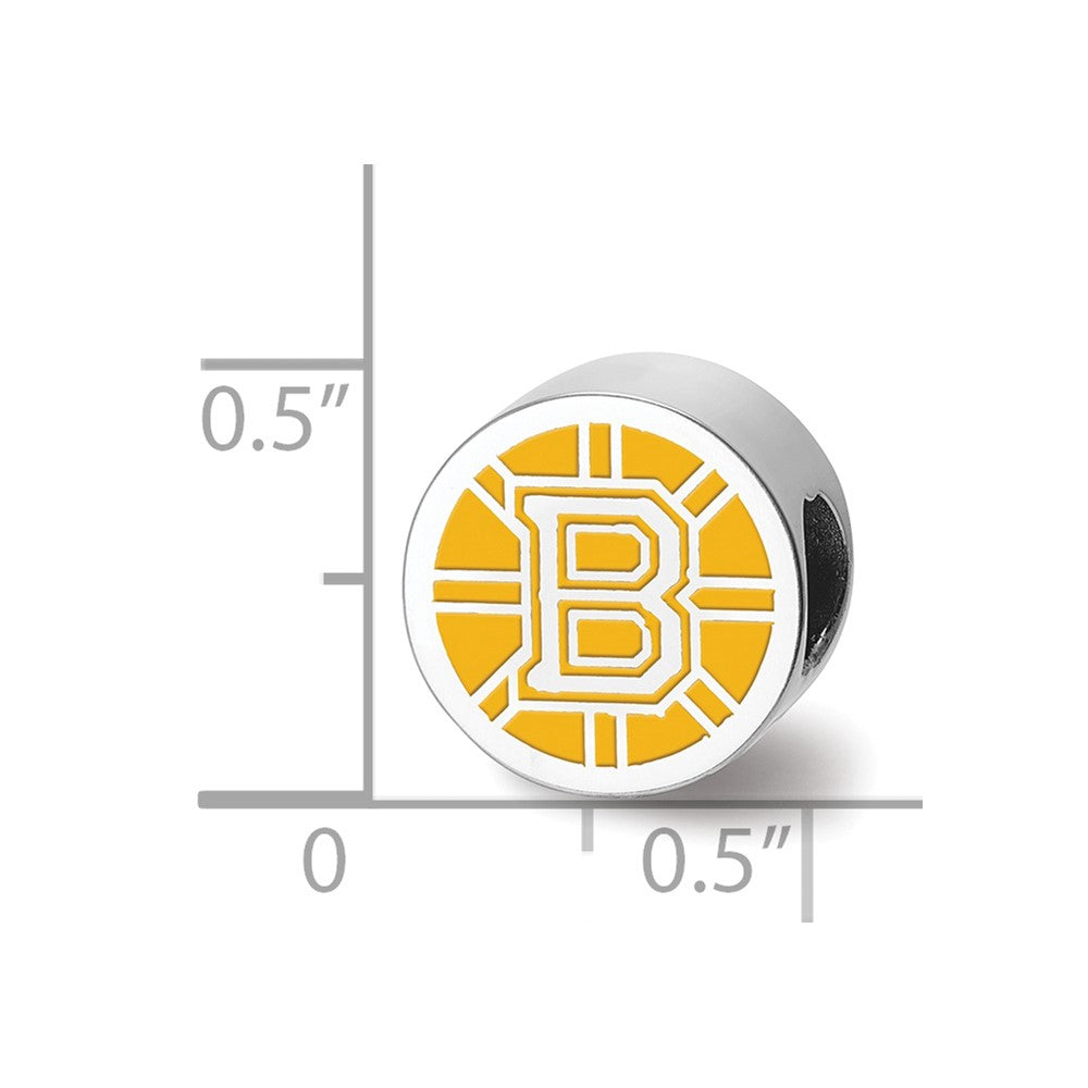 Sterling Silver Rhodium-Plated Nhl Logoart Boston Bruins Enamel Bead