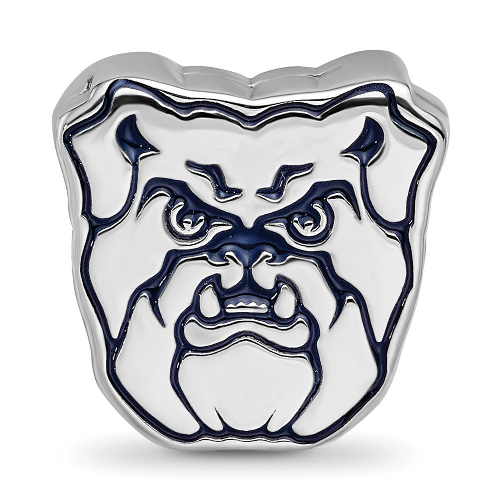 Sterling Silver Rhod-Pltd Logoart Butler Univ. Bulldog Enamel Bead