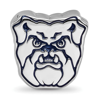 Sterling Silver Rhod-Pltd Logoart Butler Univ. Bulldog Enamel Bead