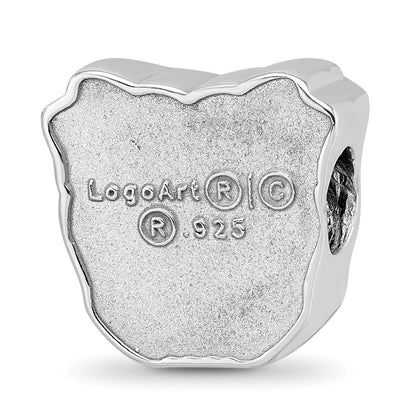 Sterling Silver Rhod-Pltd Logoart Butler Univ. Bulldog Enamel Bead