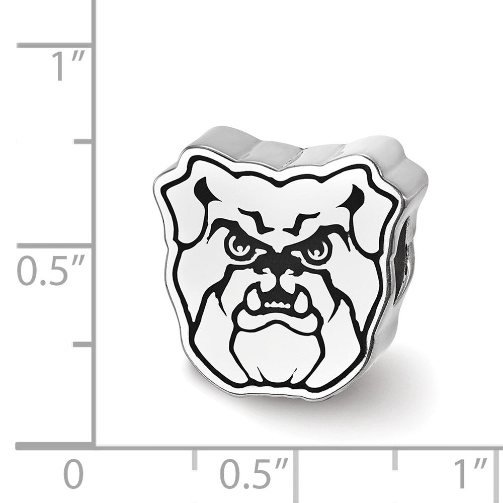Sterling Silver Rhod-Pltd Logoart Butler Univ. Bulldog Enamel Bead