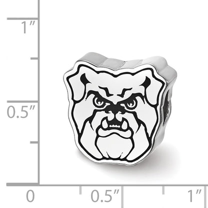 Sterling Silver Rhod-Pltd Logoart Butler Univ. Bulldog Enamel Bead