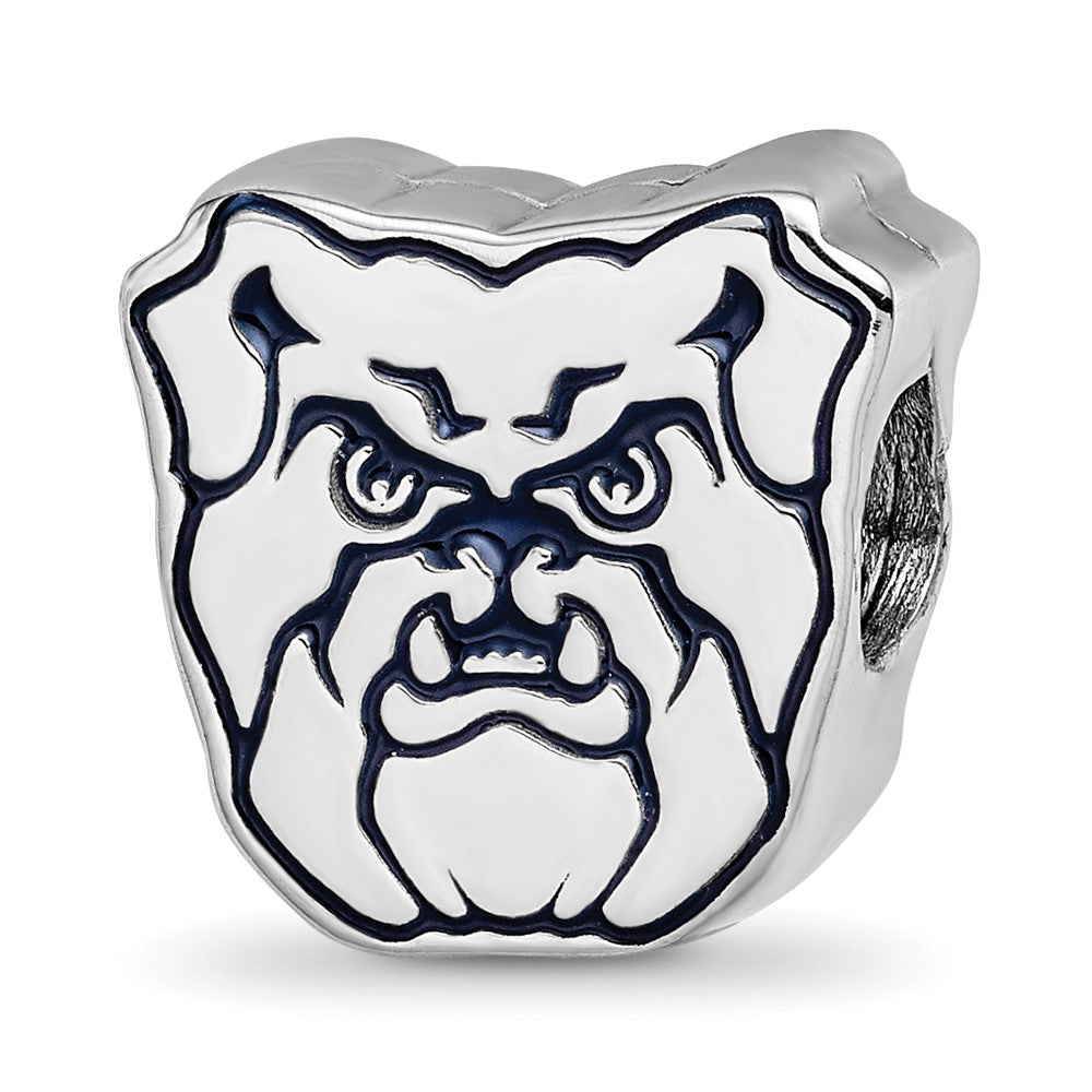 Sterling Silver Rhod-Pltd Logoart Butler Univ. Bulldog Enamel Bead