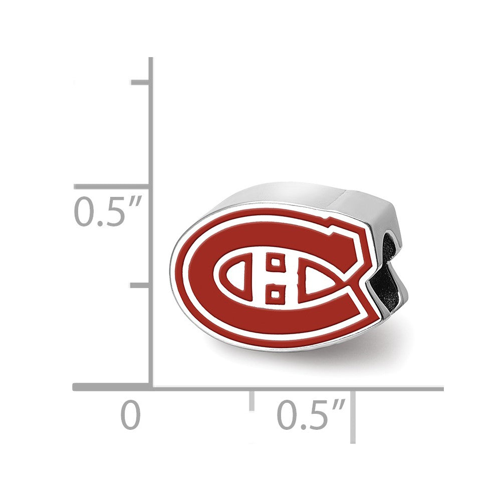 Sterling Silver Rhodium Plated Nhl Logoart Montreal Canadiens Enamel Bead