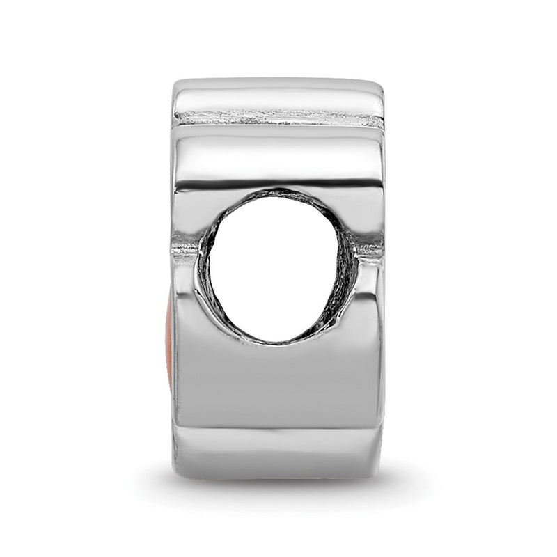 Sterling Silver Rhod-Pltd Logoart Clemson University Enamel Logo Bead