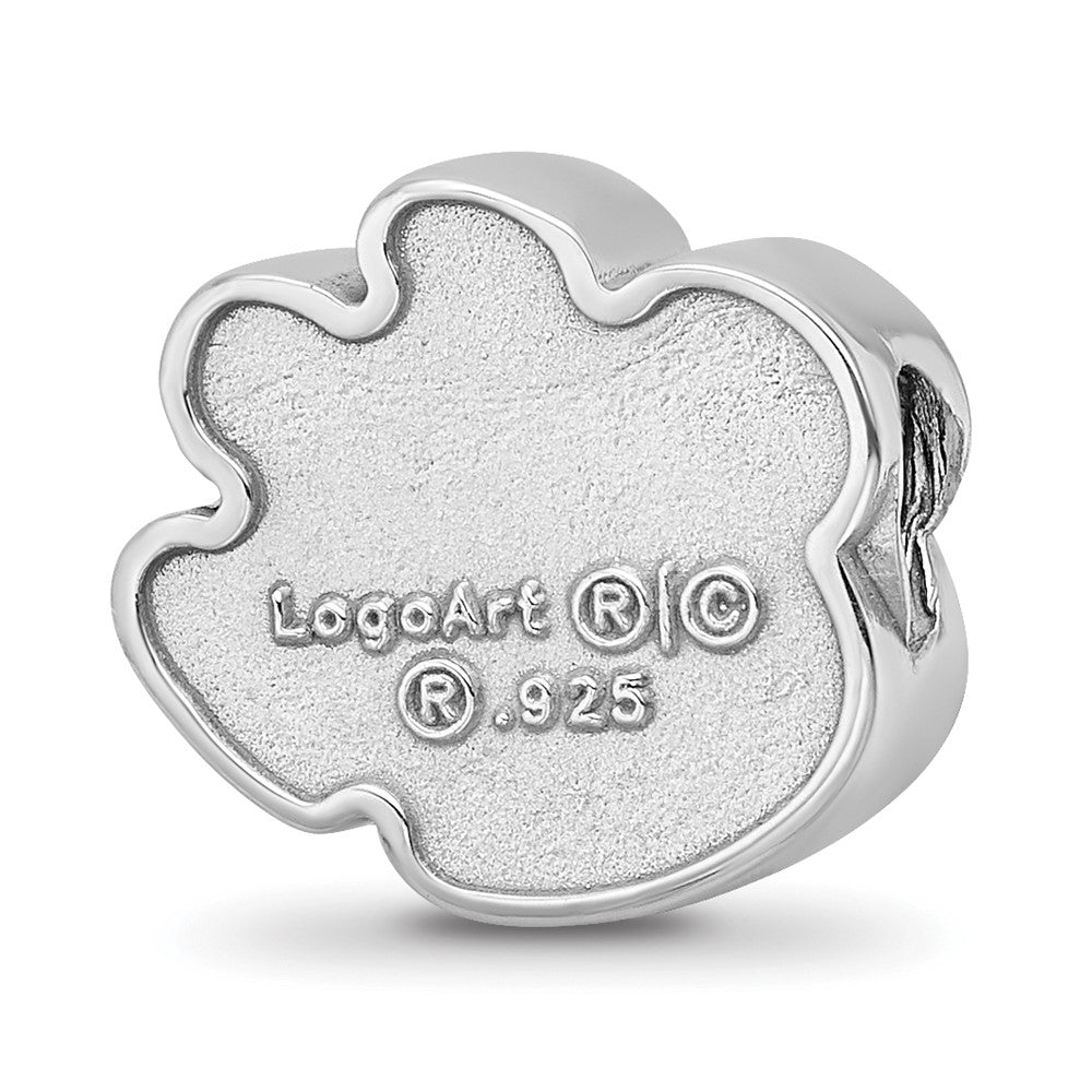Sterling Silver Rhod-Pltd Logoart Clemson University Enamel Logo Bead