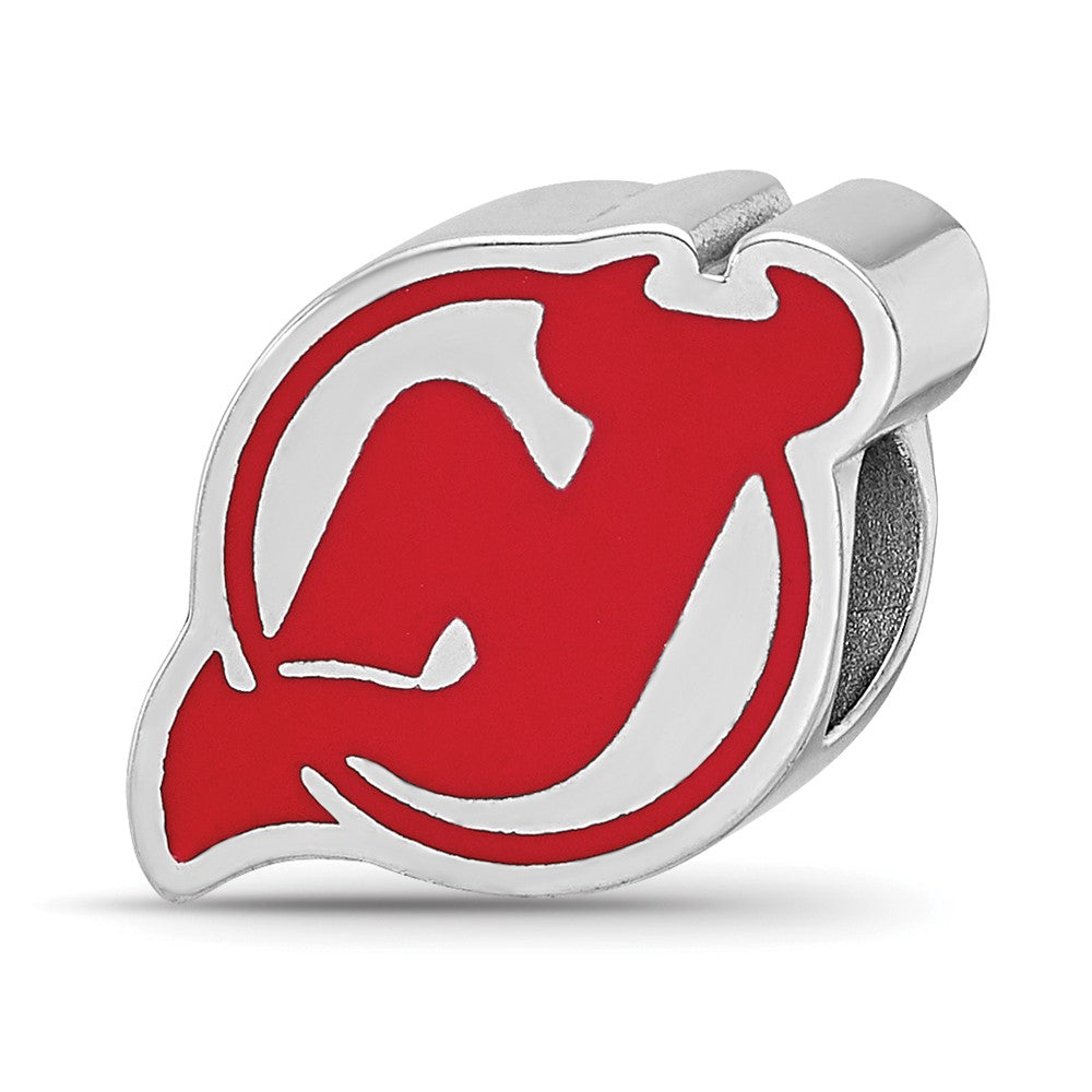 Sterling Silver Nhl Logoart New Jersey Devils Enameled Logo Bead