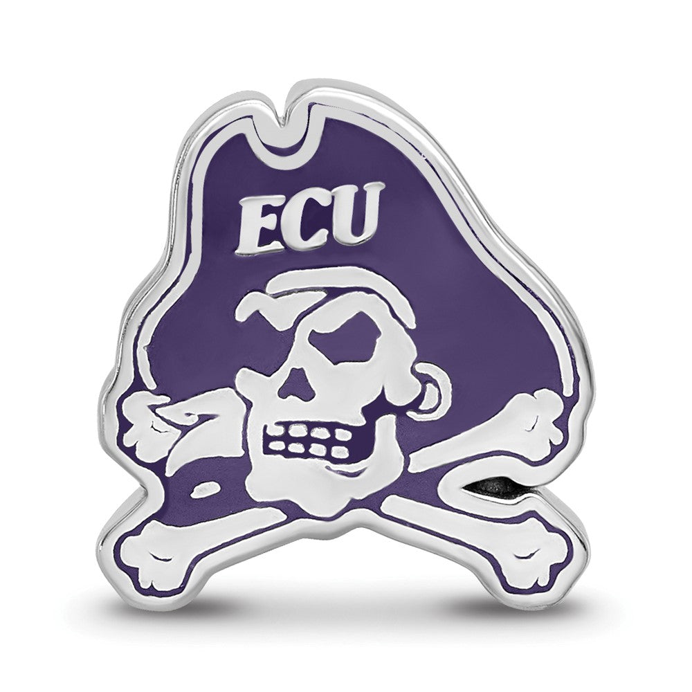 Sterling Silver Rhod-Pltd Logoart East Carolina University Enamel Bead