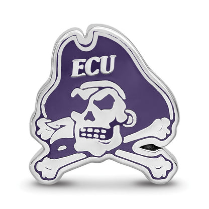Sterling Silver Rhod-Pltd Logoart East Carolina University Enamel Bead