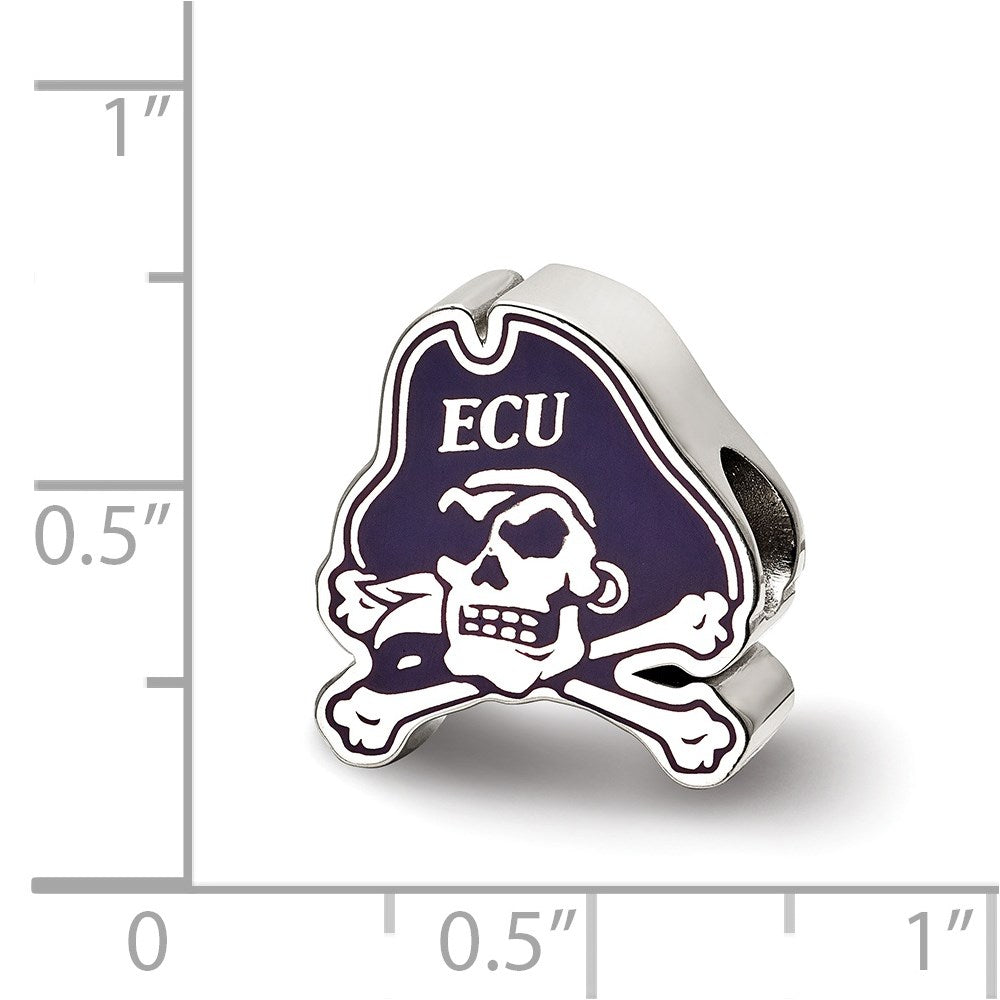 Sterling Silver Rhod-Pltd Logoart East Carolina University Enamel Bead