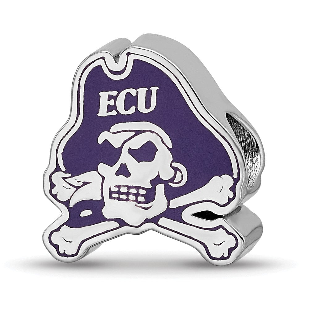 Sterling Silver Rhod-Pltd Logoart East Carolina University Enamel Bead