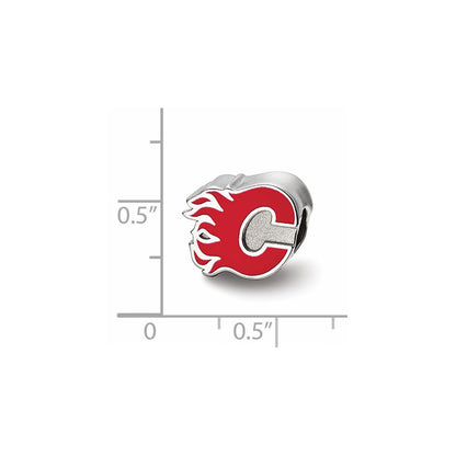 Sterling Silver Nhl Logoart Calgary Flames Letter C Enameled Bead