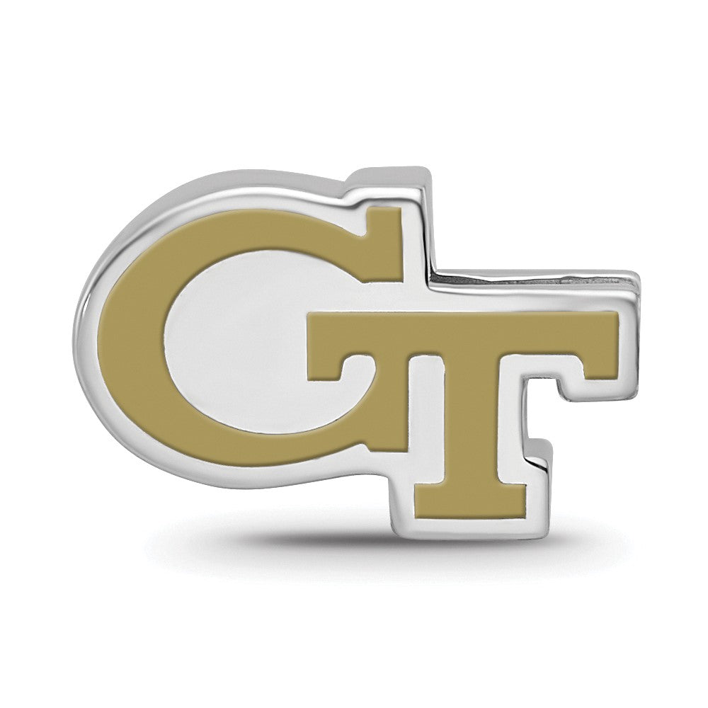 Sterling Silver Rhod-Pltd Logoart Georgia Tech G-T Enamel Logo Bead