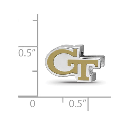 Sterling Silver Rhod-Pltd Logoart Georgia Tech G-T Enamel Logo Bead