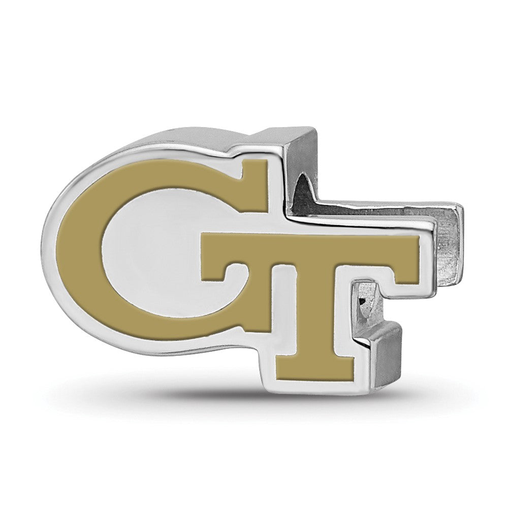 Sterling Silver Rhod-Pltd Logoart Georgia Tech G-T Enamel Logo Bead