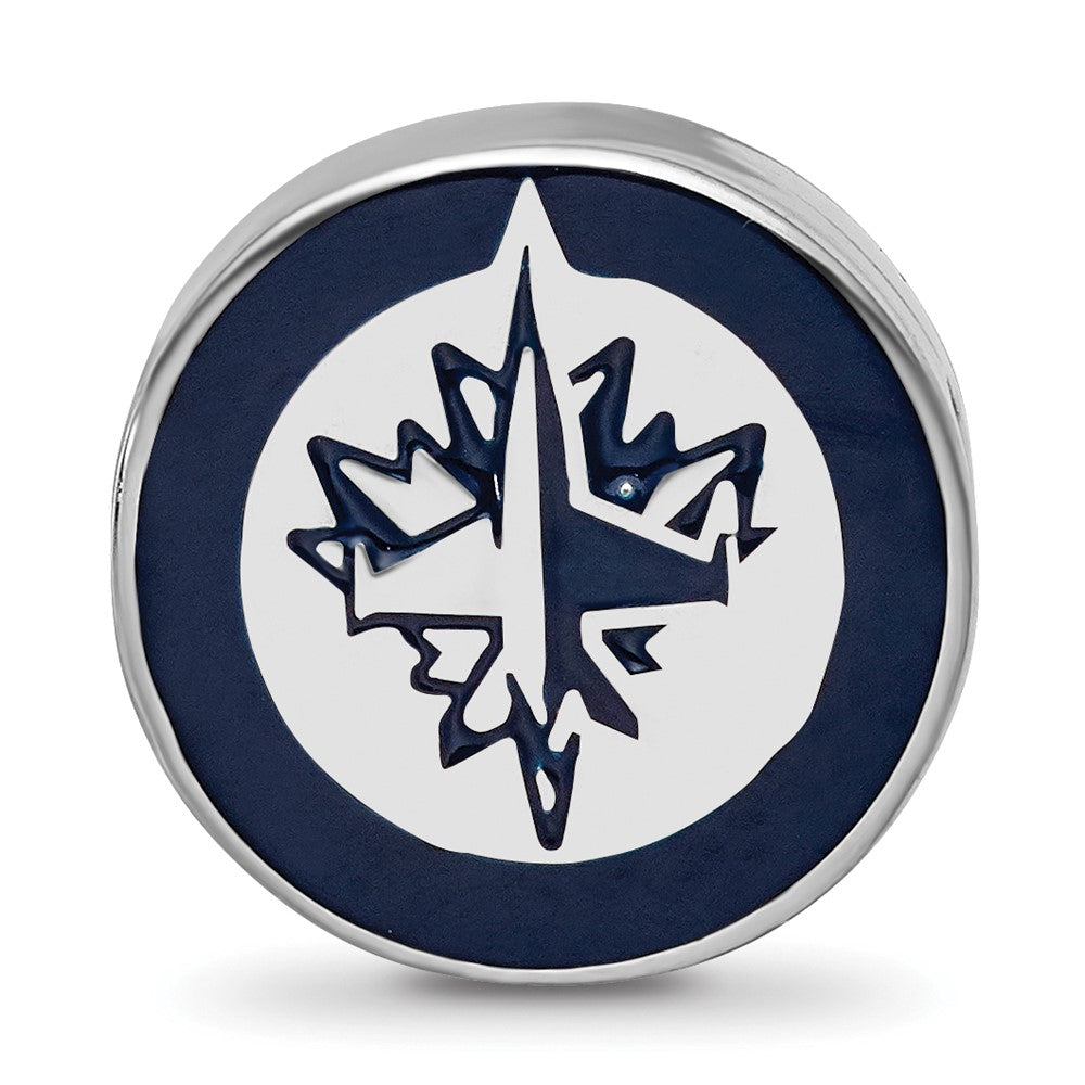 Sterling Silver Rhod-Pltd Nhl Logoart Winnipeg Jets Enameled Bead