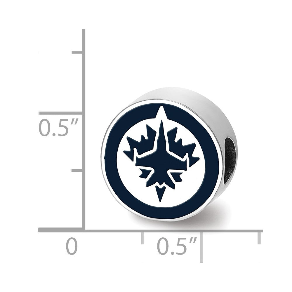 Sterling Silver Rhod-Pltd Nhl Logoart Winnipeg Jets Enameled Bead