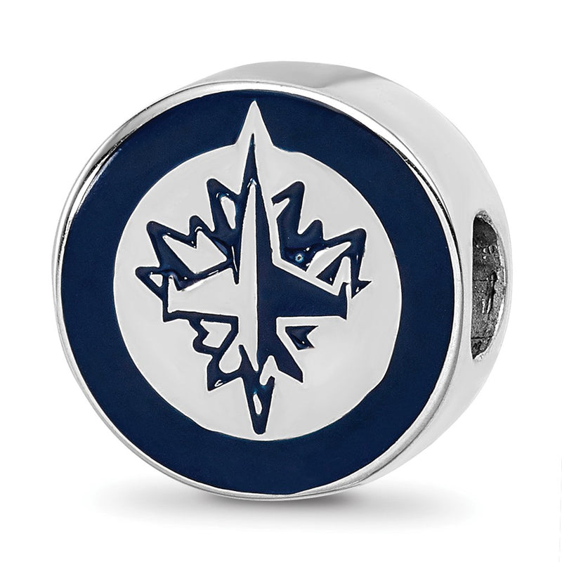 Sterling Silver Rhod-Pltd Nhl Logoart Winnipeg Jets Enameled Bead