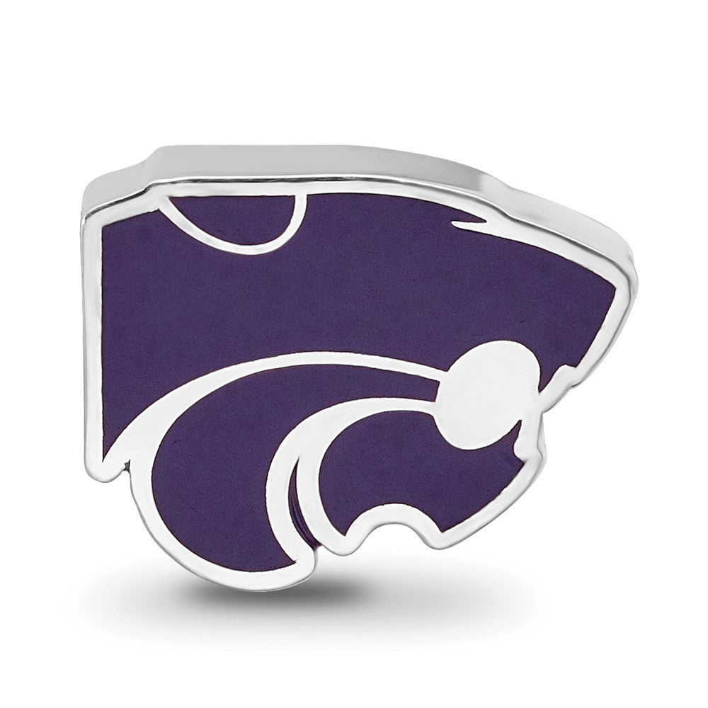 Sterling Silver Rhod-Pltd Logoart Kansas State U. Wildcat Enamel Bead