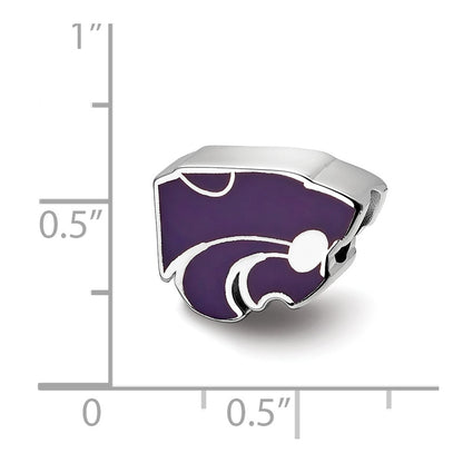 Sterling Silver Rhod-Pltd Logoart Kansas State U. Wildcat Enamel Bead