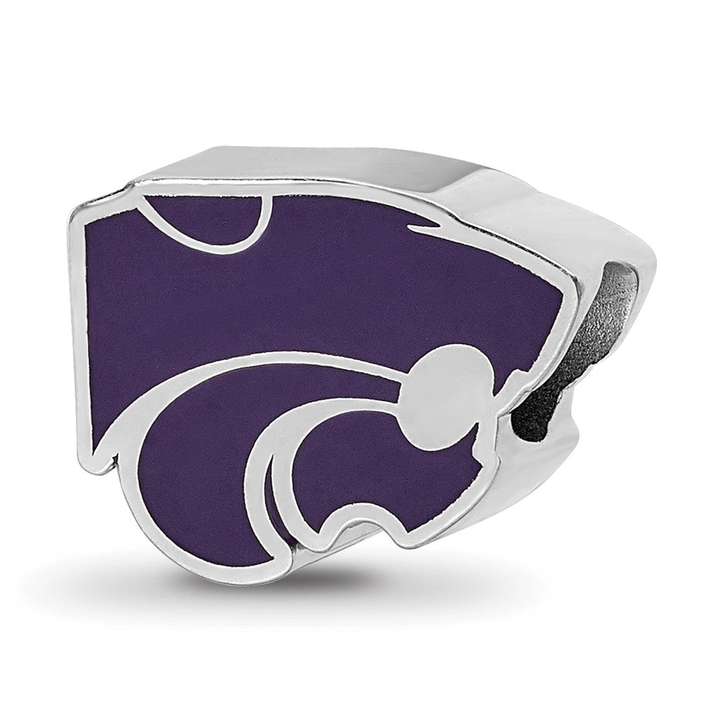Sterling Silver Rhod-Pltd Logoart Kansas State U. Wildcat Enamel Bead