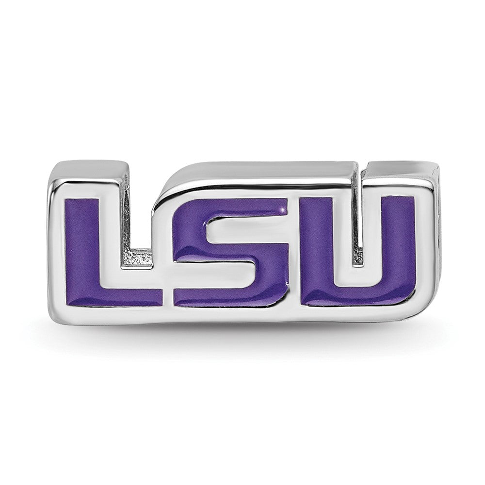 Sterling Silver Rhod-Pltd Logoart Louisiana State U. Enamel Logo Bead