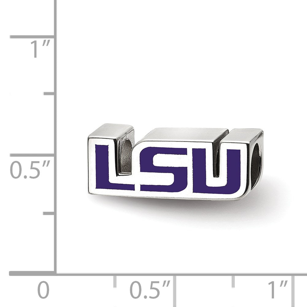 Sterling Silver Rhod-Pltd Logoart Louisiana State U. Enamel Logo Bead